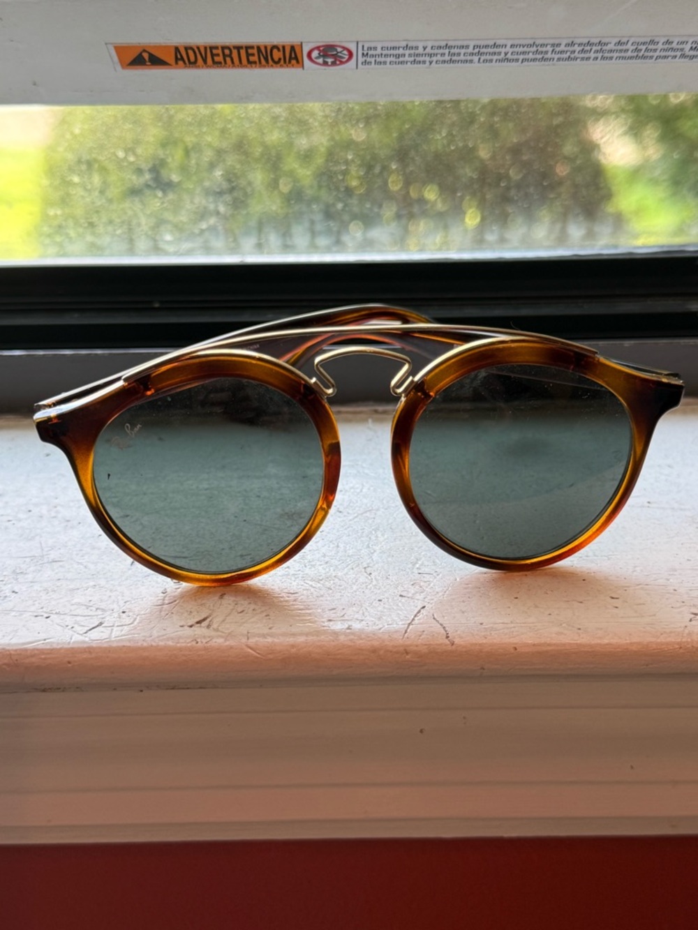 Vintage Ray-Ban Round Sunglasses with Green Lenses